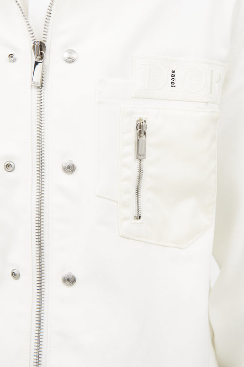 Dior x Sacai White Logo Denim Jacket