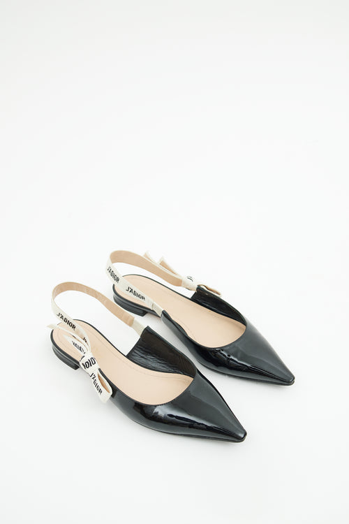 Dior Black Patent J'Adior Slingback Flat