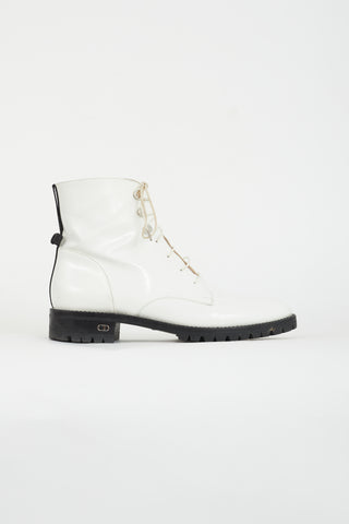 Dior White Patent Rebelle Boot
