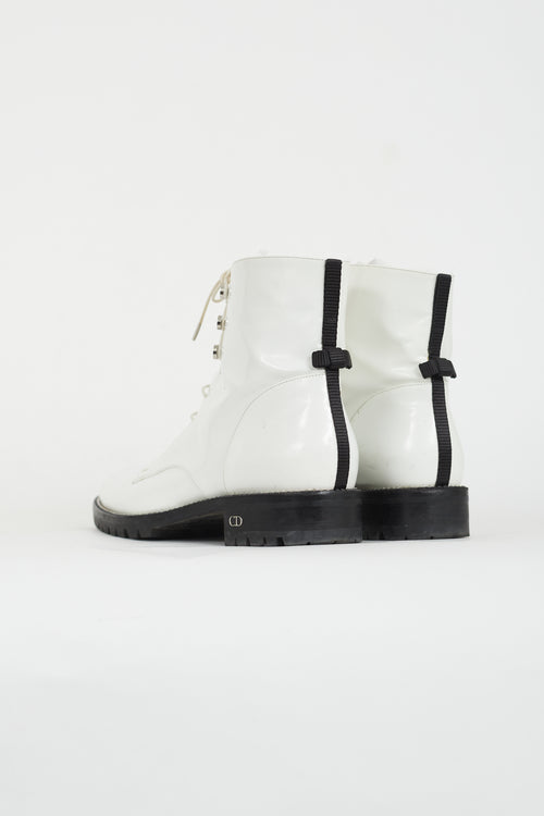 Dior White Patent Rebelle Boot