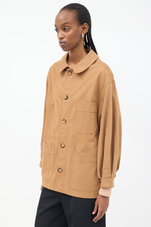 Dôen Brown Cotton Three Pocket Chore Jacket