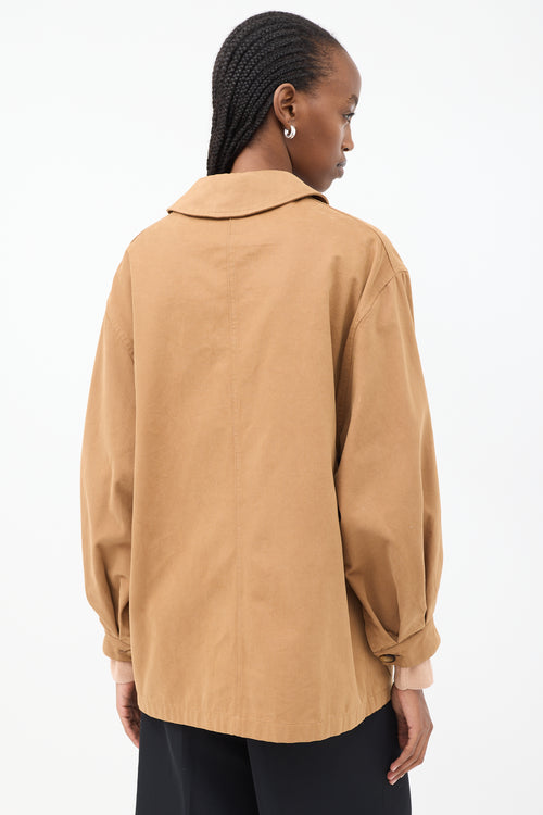 Dôen Brown Cotton Three Pocket Chore Jacket