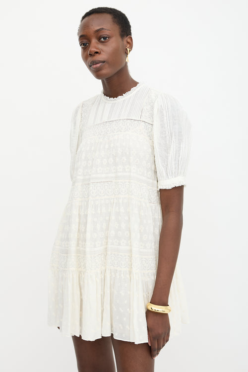 Dôen Floral Embroidered Tier Dress