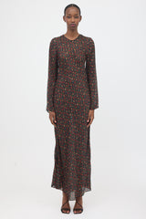 Dôen Floral & Striped Jacquard Dress