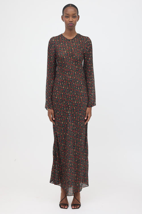 Dôen Floral & Striped Jacquard Dress