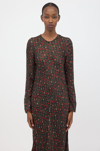 Dôen Floral & Striped Jacquard Dress