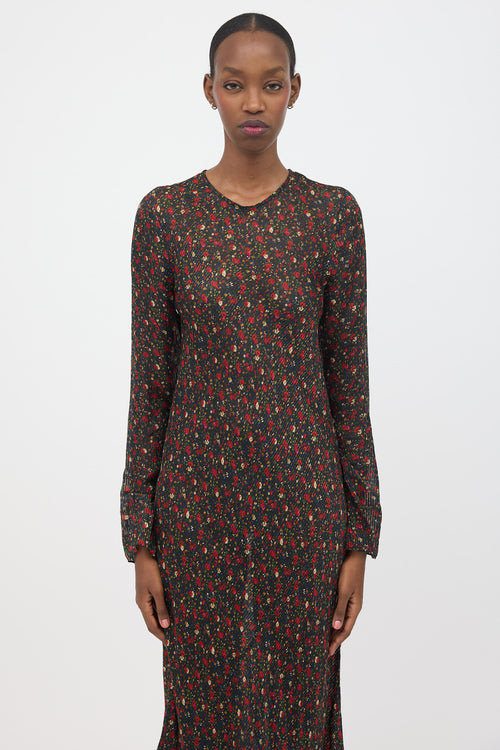 Dôen Floral & Striped Jacquard Dress