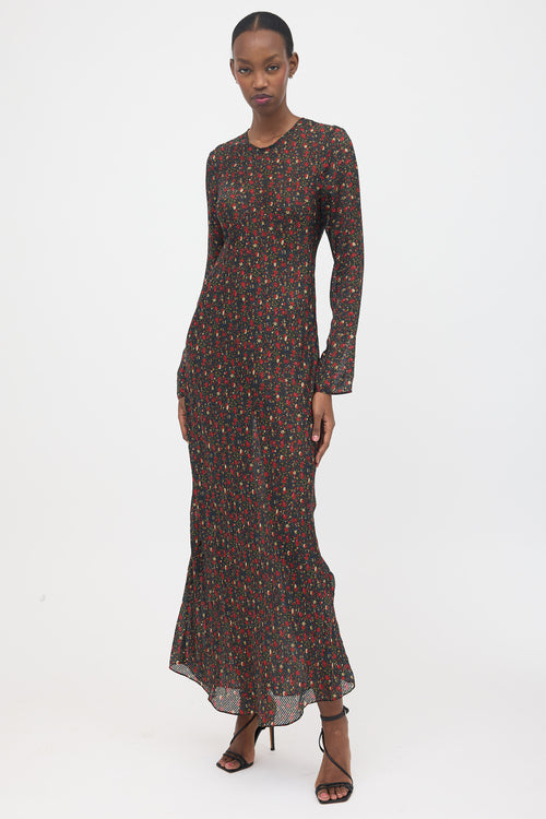 Dôen Floral & Striped Jacquard Dress