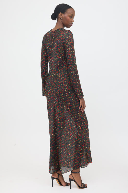 Dôen Floral & Striped Jacquard Dress