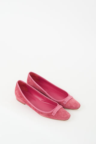 Dôen Pink Suede Bow Flat