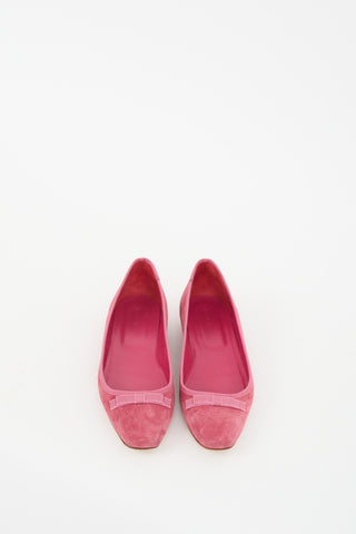 Dôen Pink Suede Bow Flat