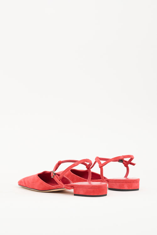 Dôen Red Suede Cristina T-Strap Flat