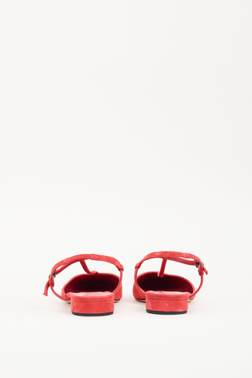 Dôen Red Suede Cristina T-Strap Flat