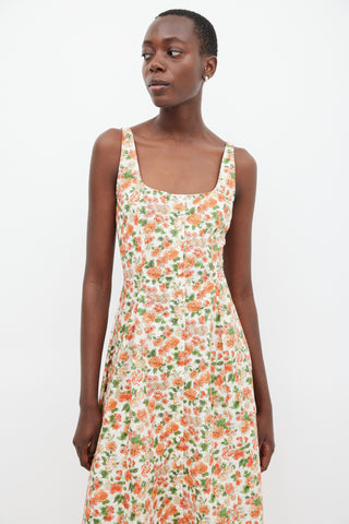 Dôen White & Multicolour Rose Dress