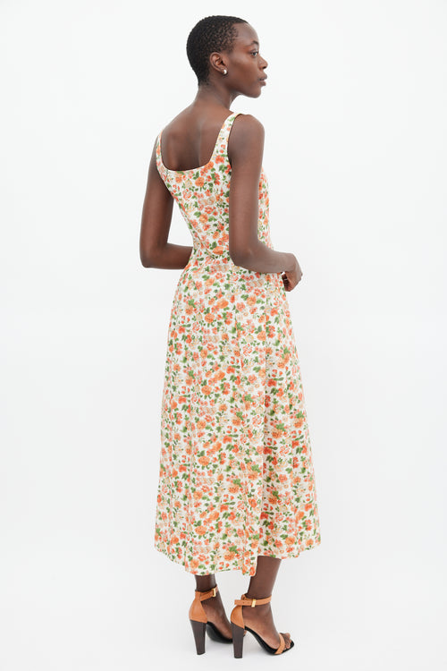 Dôen White & Multicolour Rose Dress