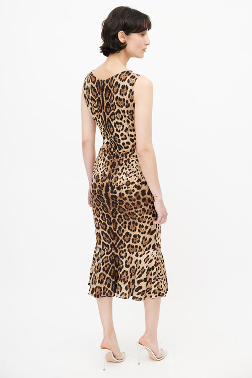 Dolce & Gabbana Brown Print Silk Dress