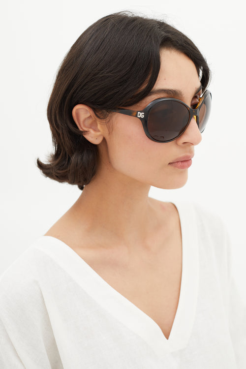 Dolce & Gabanna Brown Oversized Round Sunglasses
