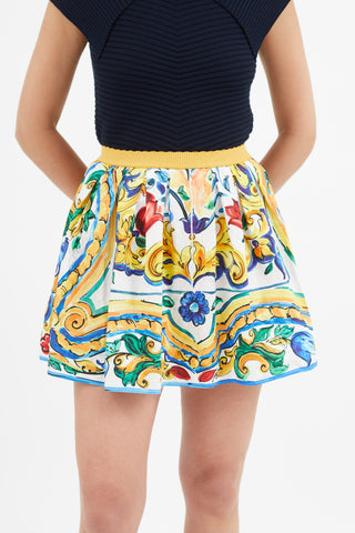 Dolce & Gabbana Yellow & Multi Majolica Skirt