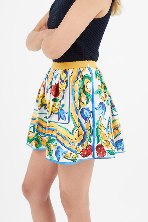 Dolce & Gabbana Yellow & Multi Majolica Skirt