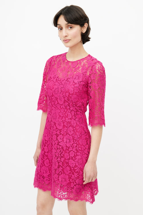 Dolce & Gabbana Pink Lace Crochet Dress