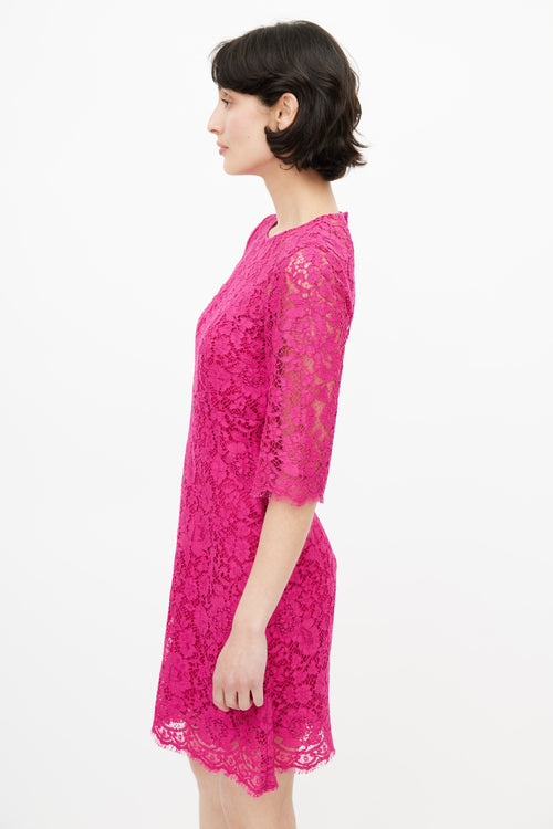 Dolce & Gabbana Pink Lace Crochet Dress