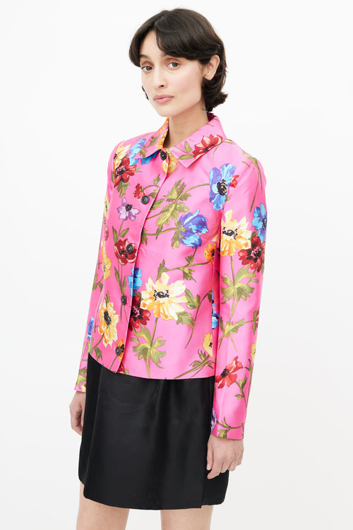 Dolce & Gabbana Pink & Multicolour Silk Floral Jacket