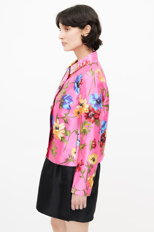 Dolce & Gabbana Pink & Multicolour Silk Floral Jacket