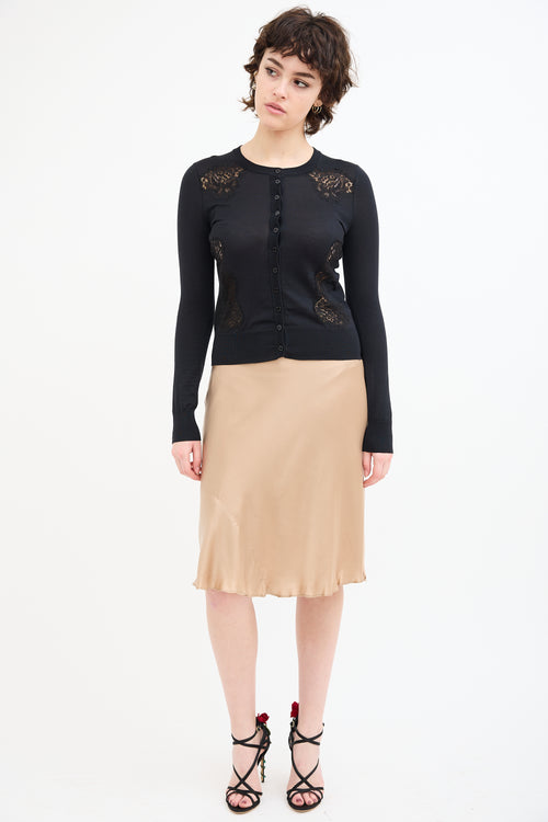Dolce & Gabbana Black Silk Lace Cardigan