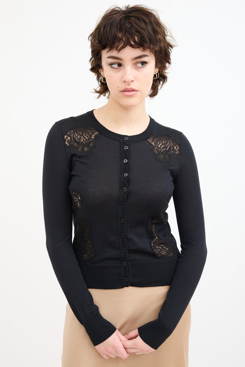 Dolce & Gabbana Black Silk Lace Cardigan