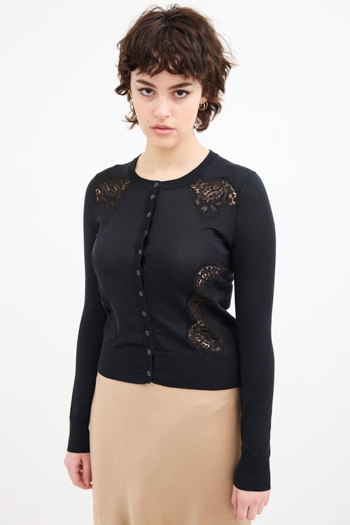 Dolce & Gabbana Black Silk Lace Cardigan