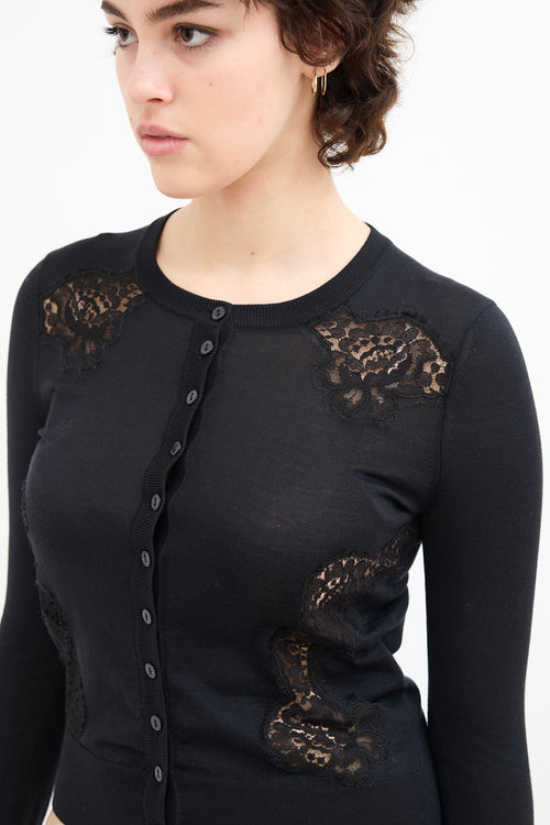 Dolce & Gabbana Black Silk Lace Cardigan