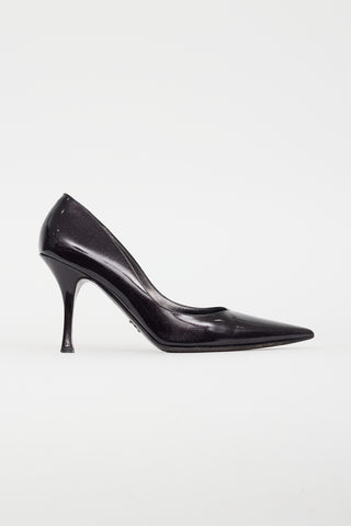 Dolce & Gabbana Black Patent Leather Glitter Pump