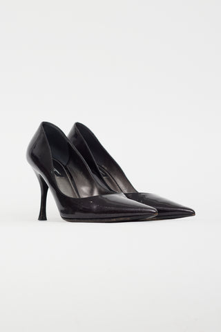 Dolce & Gabbana Black Patent Leather Glitter Pump