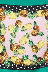 Dolce & Gabbana Pink Green & Multicolour Silk Pineapple Printed Scarf