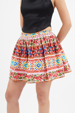 Dolce & Gabbana Red & Multi Majolica Skirt