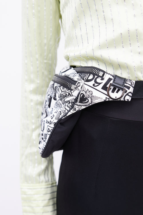 Dolce & Gabbana Black & White Comic Belt Bag
