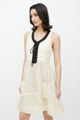 Dolce & Gabbana Beige & Black Lace Up Dress