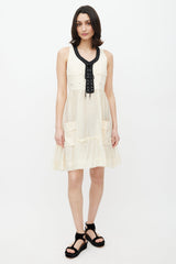 Dolce & Gabbana Beige & Black Lace Up Dress