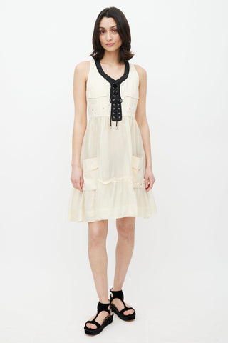 Dolce & Gabbana Beige & Black Lace Up Dress