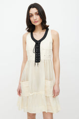 Dolce & Gabbana Beige & Black Lace Up Dress
