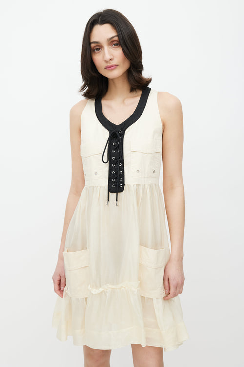 Dolce & Gabbana // Beige & Black Lace Up Dress VSP Consignment Dolce & Gabbana // Beige & Black Lace Up Dress VSP Consignment