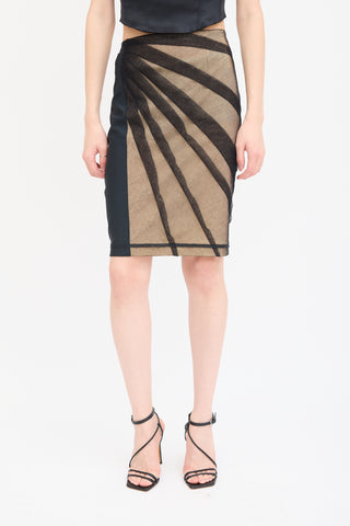 Dolce & Gabbana Beige & Black Mesh Overlay Skirt