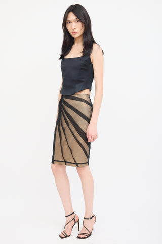 Dolce & Gabbana Beige & Black Mesh Overlay Skirt