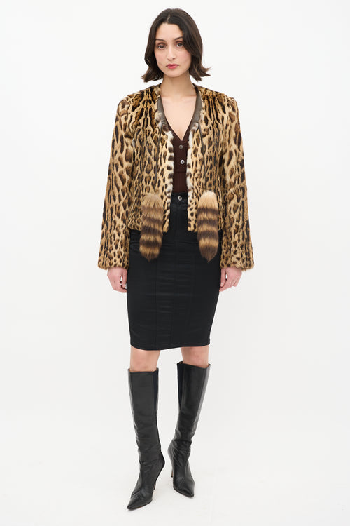 Dolce & Gabbana Beige & Brown Fur Tassel Jacket