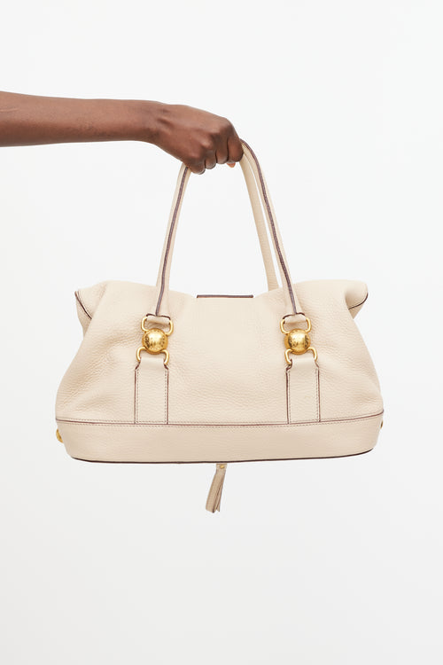 Dolce & Gabbana Beige & Gold Fold Over Leather Bag