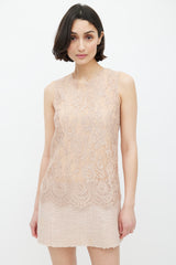 Dolce & Gabbana Beige Lace & Tweed Sleeveless Dress