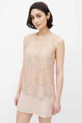 Dolce & Gabbana Beige Lace & Tweed Sleeveless Dress