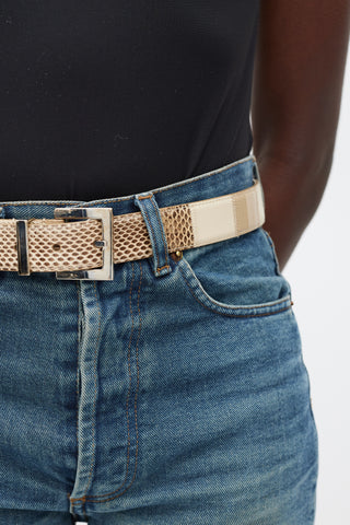 Dolce & Gabbana Beige Leather Panelled Belt