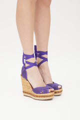 Dolce & Gabbana Purple & Beige Wicker Wrapped Wedge Sandal