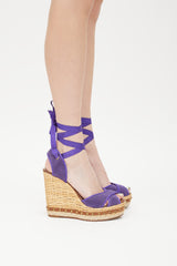Dolce & Gabbana Purple & Beige Wicker Wrapped Wedge Sandal
